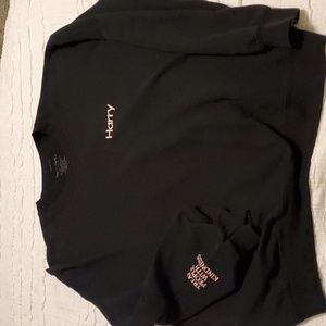 Harry Styles XL black sweatshirt with pink stitching. Unisex